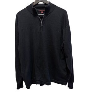 Linea Uomo Black 1/4 Zip Sweater‎ Mens Sz.XXL Textured Knit Pullover wool blend